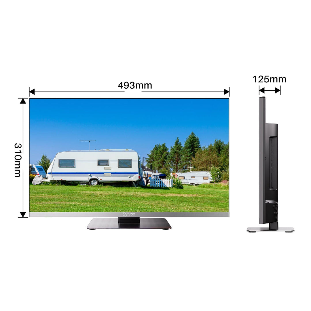 Sylvox 22" 12V TV dimension 493mm x 310mm x 125mm
