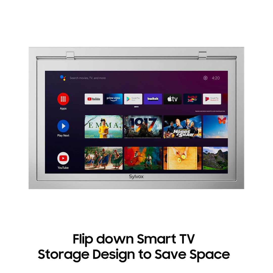 Sylvox 15,6" Smart Kleiner Fernseher für die Küche unter dem Schrank Montiert (Silber)