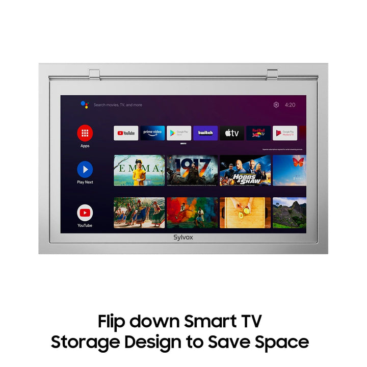 Sylvox 15,6" Smart Kleiner Fernseher für die Küche unter dem Schrank Montiert (Silber)