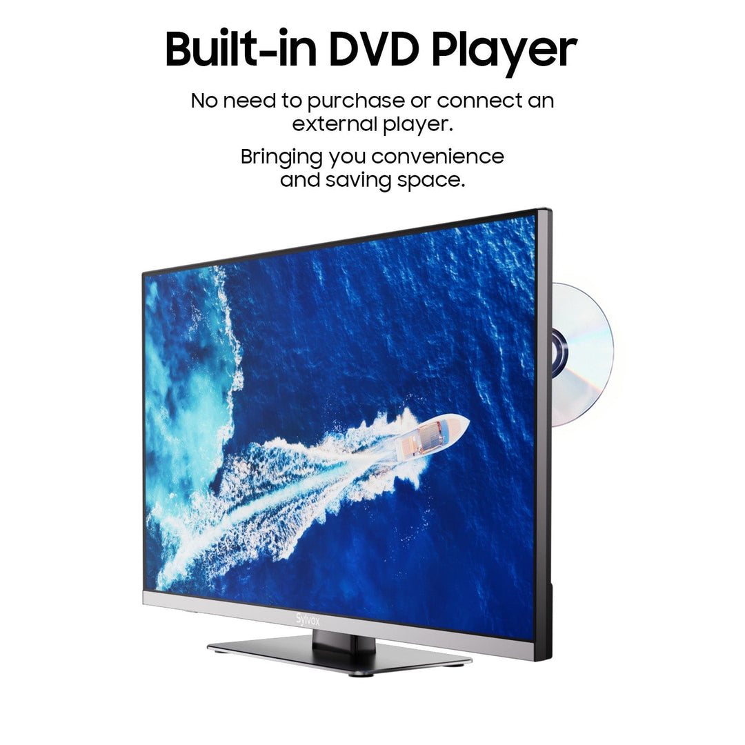 Televisore 22 pollici 12V con lettore DVD – Per casa, camper e barca (Serie Marina)