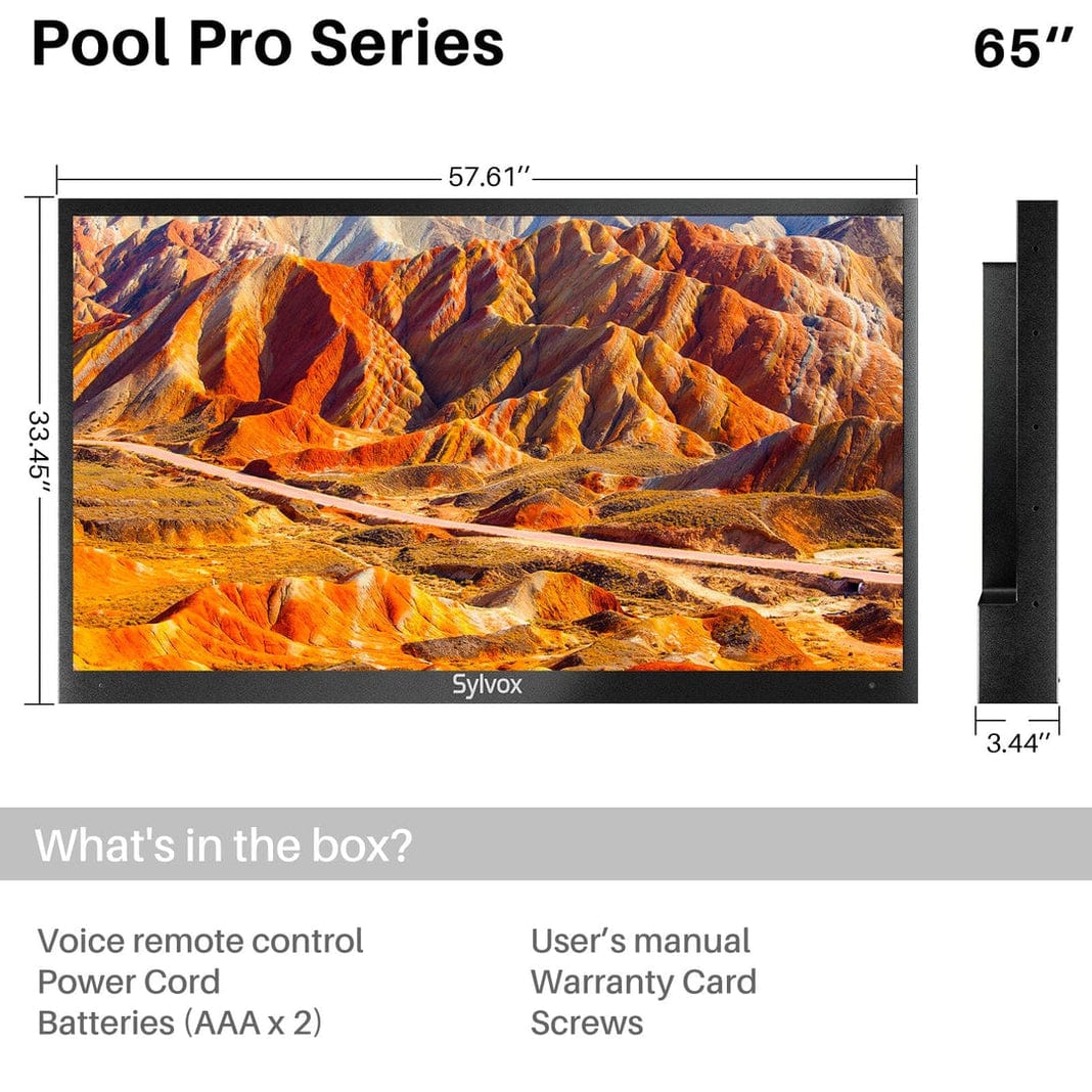 Sylvox 65" Smart Outdoor Television Waterproof (Full Sun) - Pool Pro Series