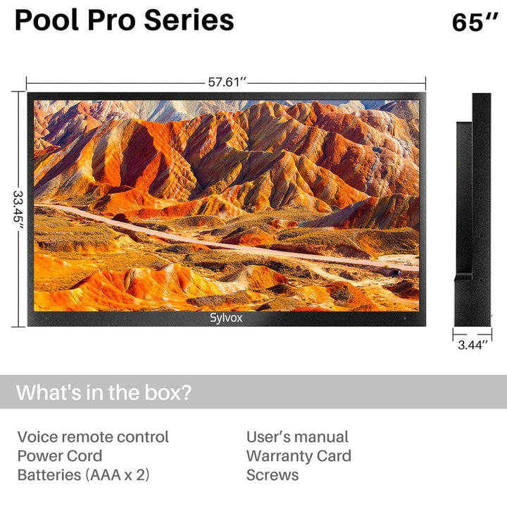 Sylvox 65" Smart Outdoor Television Waterproof (Full Sun) - Pool Pro Series