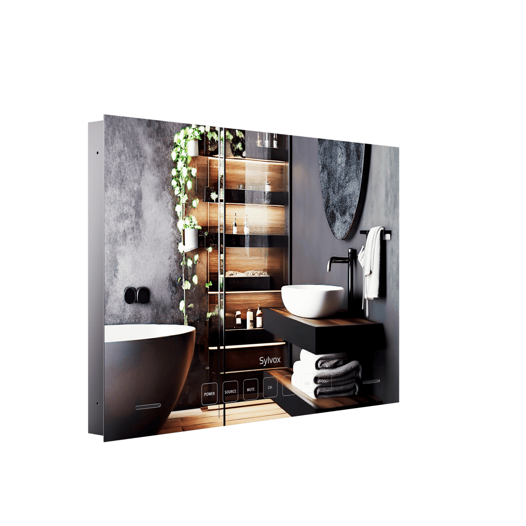 Sylvox 24" Smart Spiegel mit Fernseher Wasserdichter für das Badezimmer (In die Wand eingebaut)