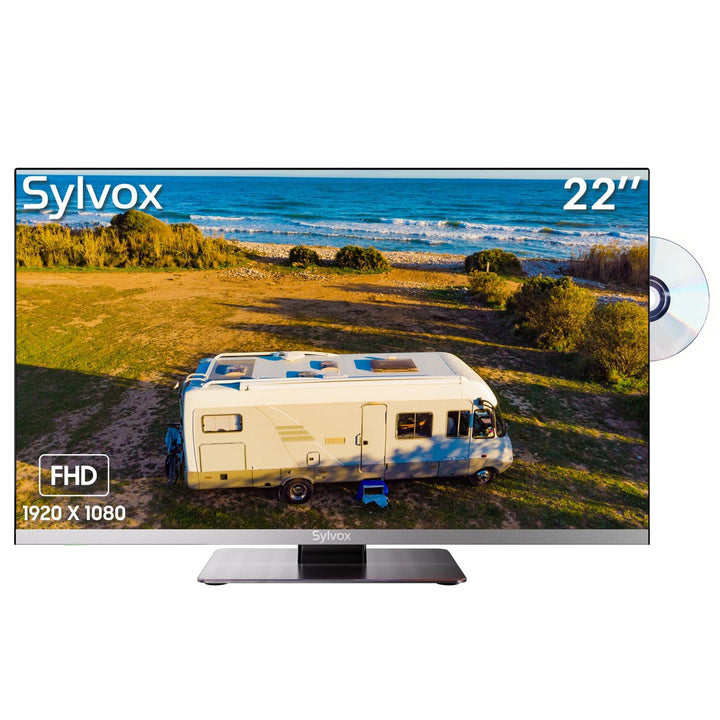 Sylvox 22" 12V TV with FHD and Build-in DVD Player