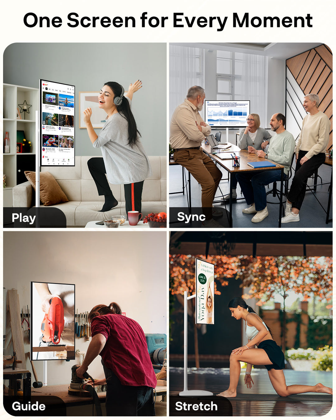 Sylvox 32 Zoll Akku Fernseher – Rollbarer Smart Touch Bildschirm mit 5 Stunden Batterielaufzeit