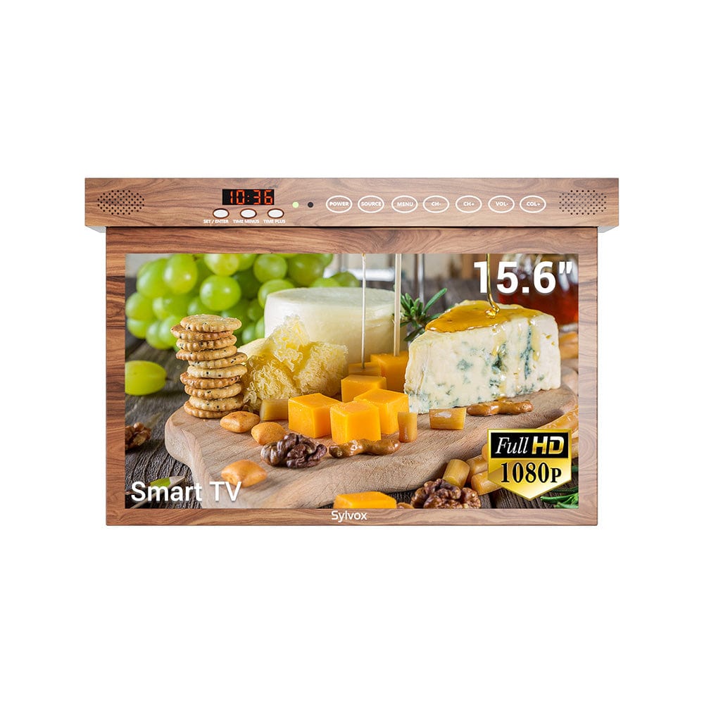 Televisor inteligente Sylvox de 15.6" para cocina bajo gabinete (Caoba)