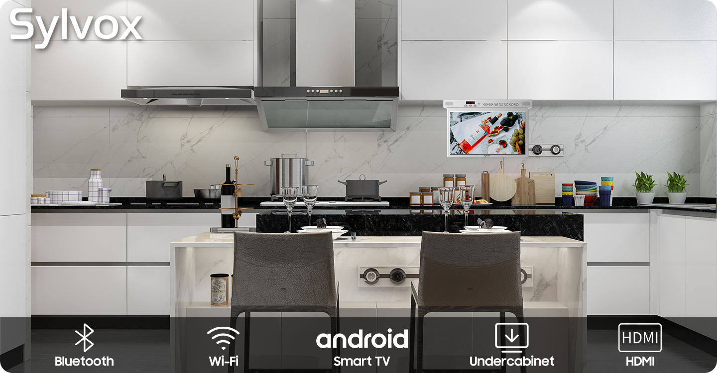  SYLVOX TV de cocina, TV debajo del gabinete de 15.6 pulgadas,  televisión para cocina, Smart TV integrado Google Play, soporte WiFi  Bluetooth, TV pequeño 1080P para caravana, dormitorio, barco : Electrónica