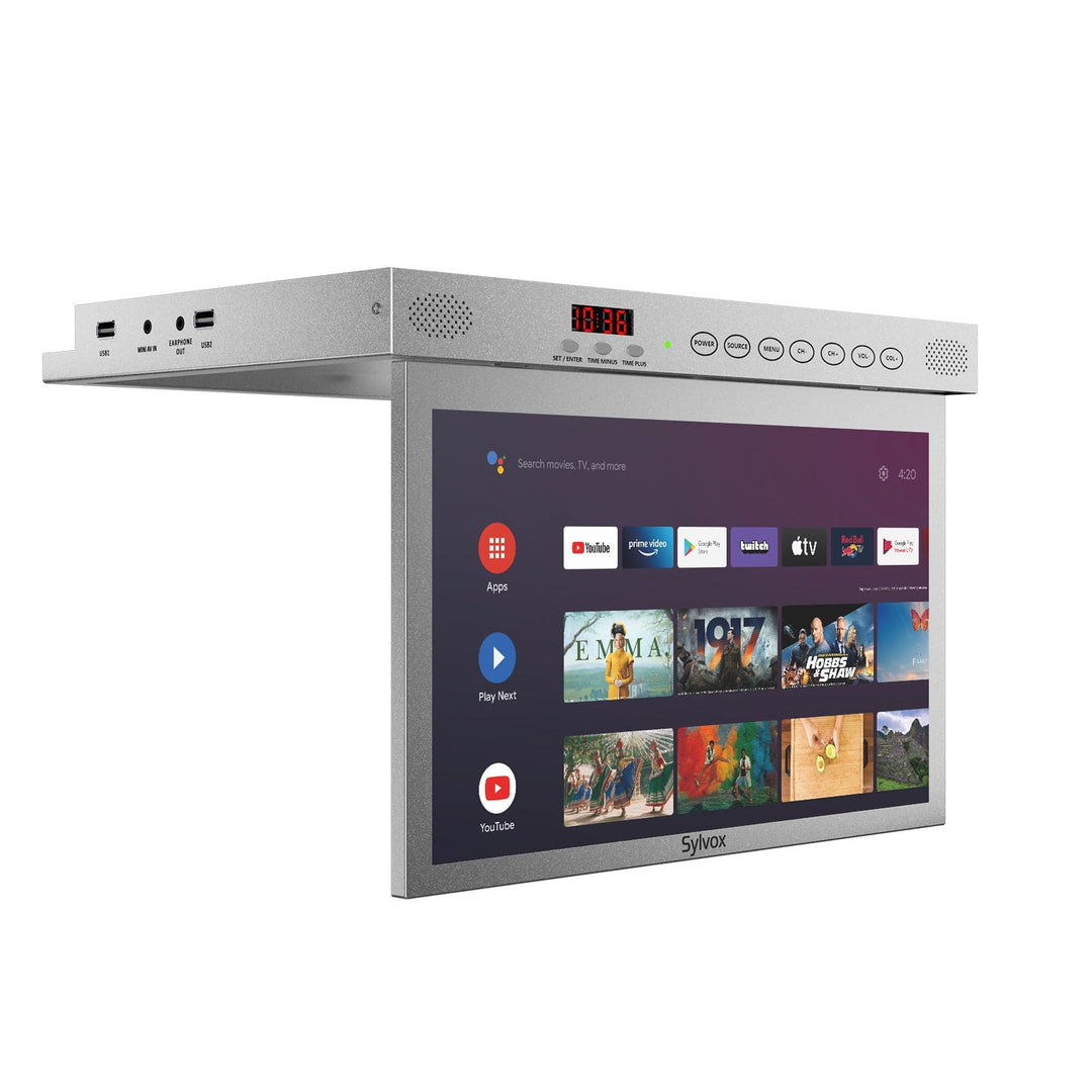 Sylvox 15,6" Smart Kleine Fernseher für Küche unter dem Schrank Montiert (Silber)