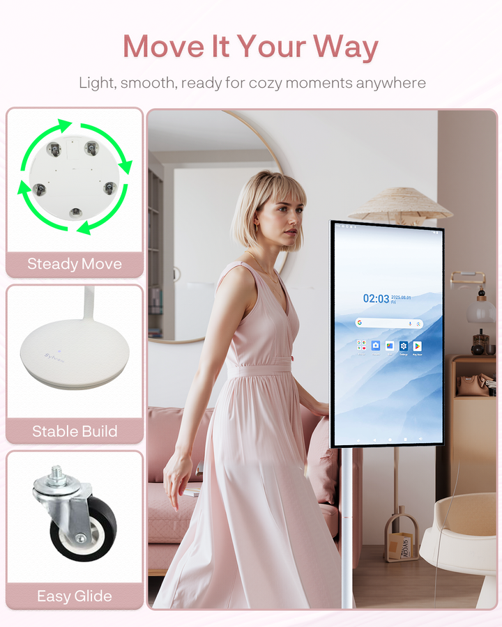 Sylvox 27 Zoll Akku Fernseher – Rollbarer Smart Touch Bildschirm mit 5 Stunden Batterielaufzeit