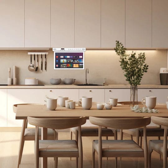 Sylvox 15,6" Smart TV Pequeña para Cocina Montado Debajo del Gabinete(Blanco)