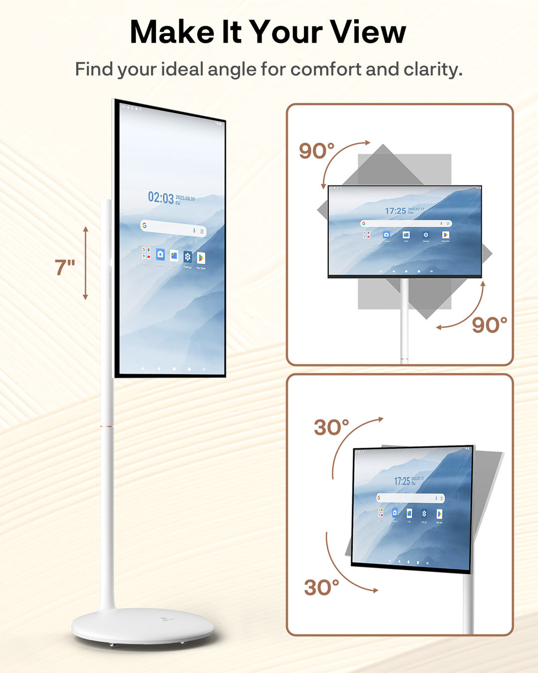 Sylvox 32 Zoll Akku Fernseher – Rollbarer Smart Touch Bildschirm mit 5 Stunden Batterielaufzeit