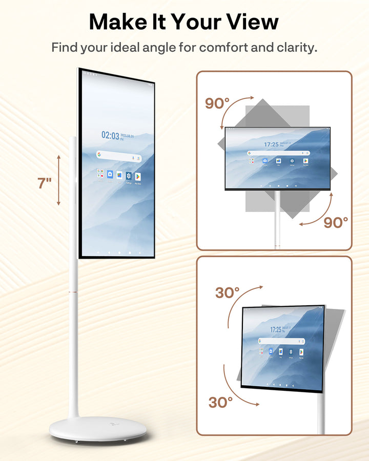 Sylvox 32 Zoll Akku Fernseher – Rollbarer Smart Touch Bildschirm mit 5 Stunden Batterielaufzeit