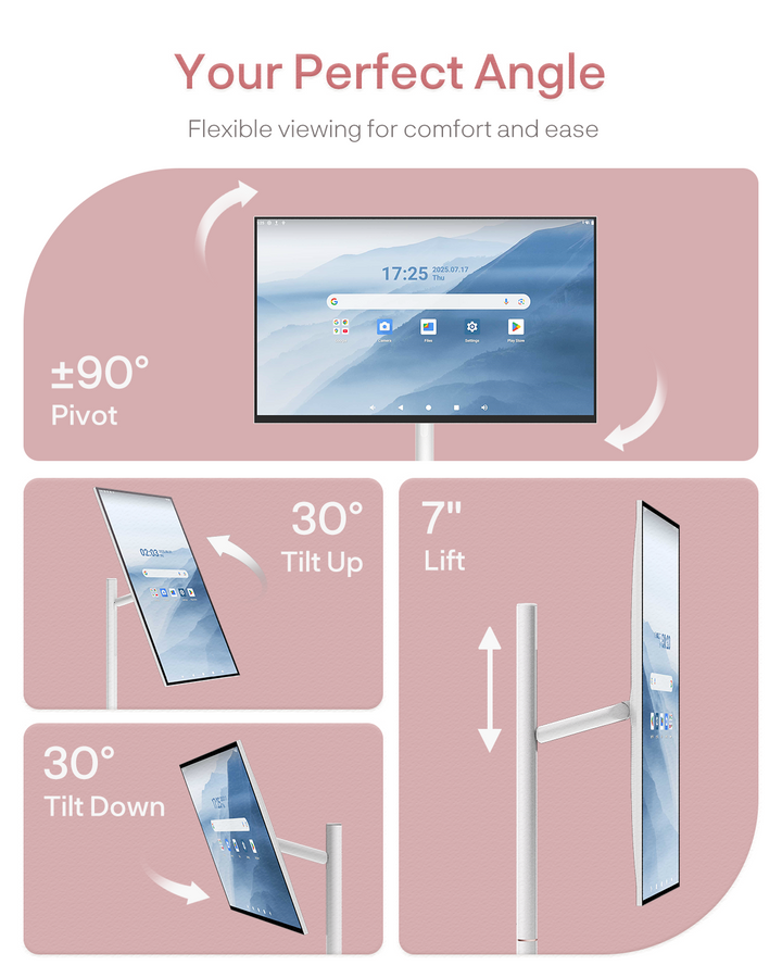 Sylvox 27 Zoll Akku Fernseher – Rollbarer Smart Touch Bildschirm mit 5 Stunden Batterielaufzeit