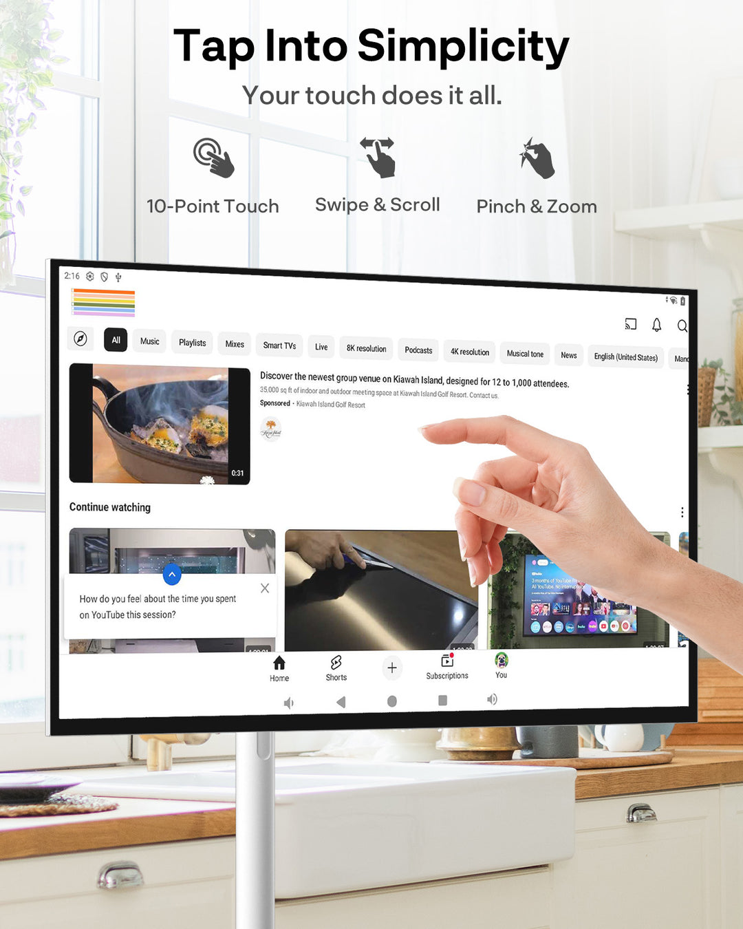 Sylvox 32 Zoll Akku Fernseher – Rollbarer Smart Touch Bildschirm mit 5 Stunden Batterielaufzeit