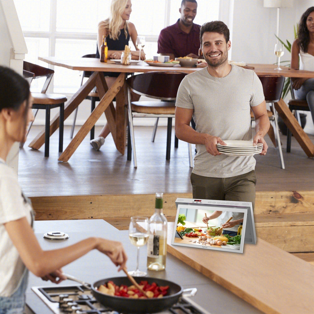 Sylvox 15,6" Smart TV Pequeña para Cocina Montado Debajo del Gabinete (Plateado)
