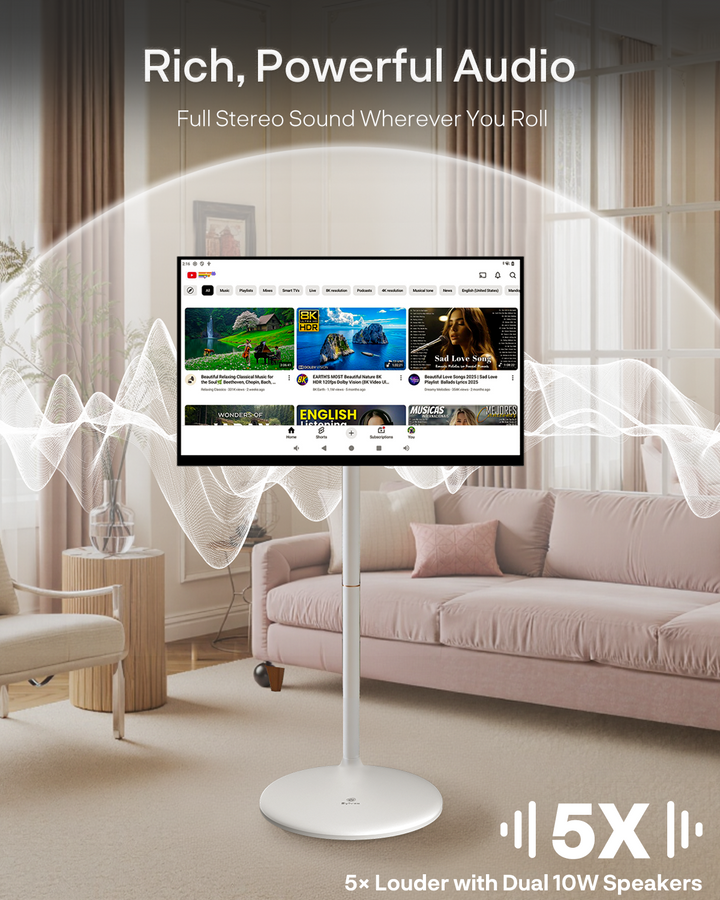 Sylvox 27 Zoll Akku Fernseher – Rollbarer Smart Touch Bildschirm mit 5 Stunden Batterielaufzeit