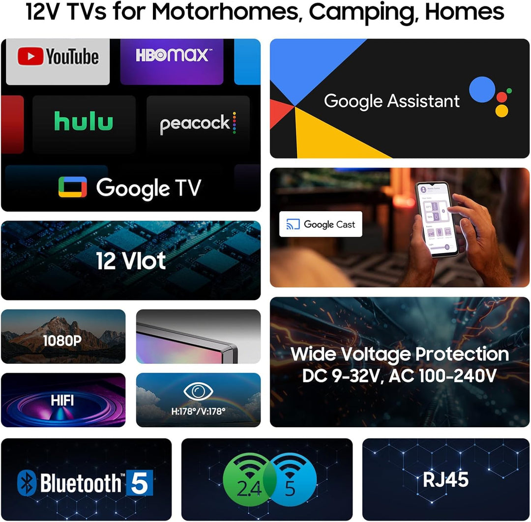 Sylvox 22" 12V Smart TV with Built-in DVD Player – Limo Series