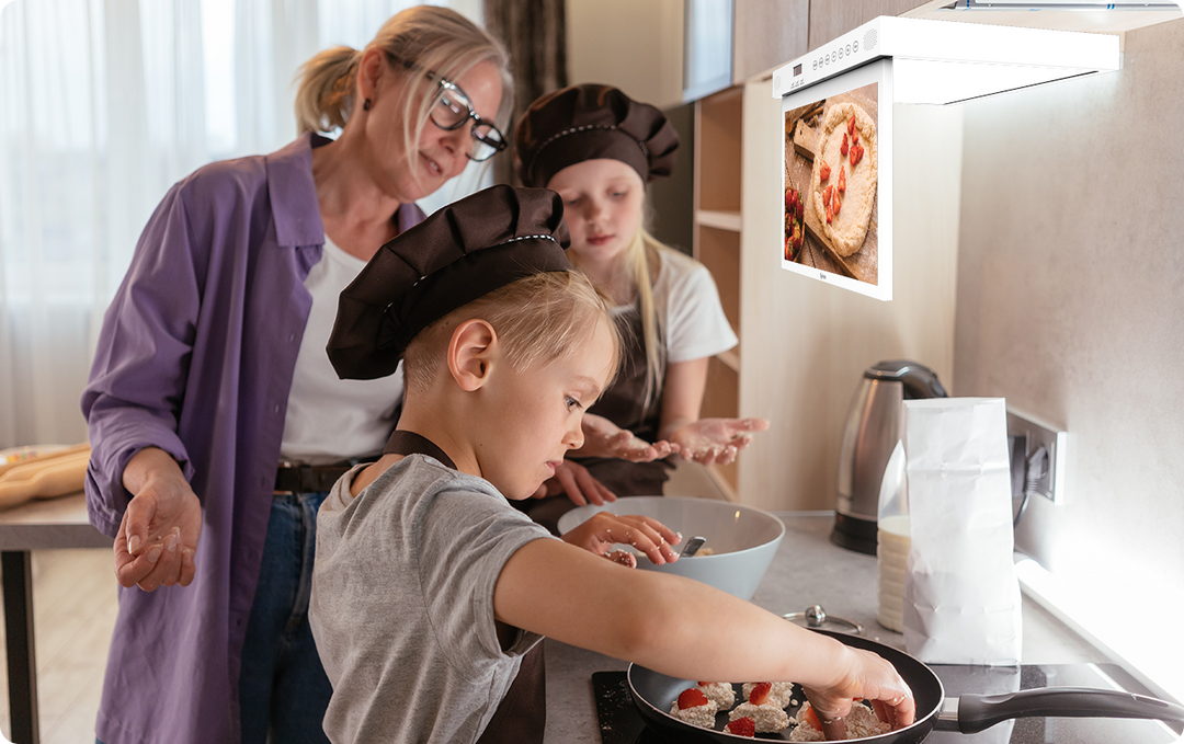 SYLVOX Televisión de cocina, TV debajo del gabinete de 15.6 pulgadas,  televisión para cocina, Smart TV integrado Google Play, compatible con