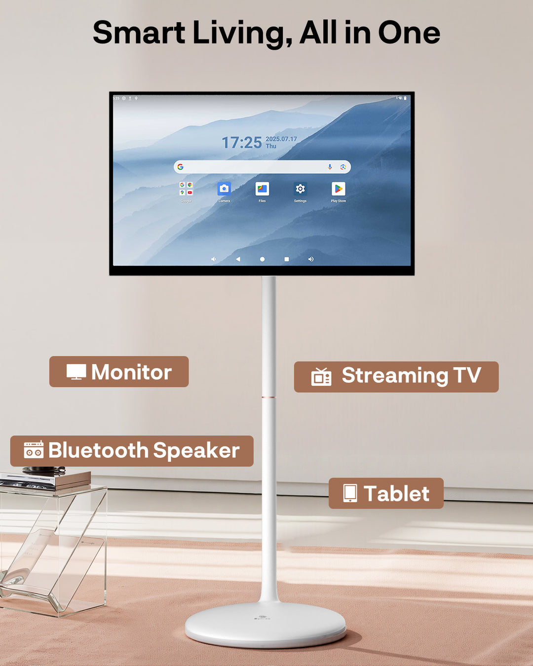 Sylvox 32 Zoll Akku Fernseher – Rollbarer Smart Touch Bildschirm mit 5 Stunden Batterielaufzeit