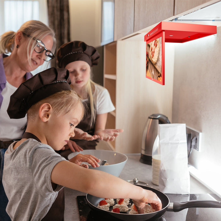 Sylvox 15,6" Smart Kleine Fernseher für Küche unter dem Schrank Montiert (Rot)
