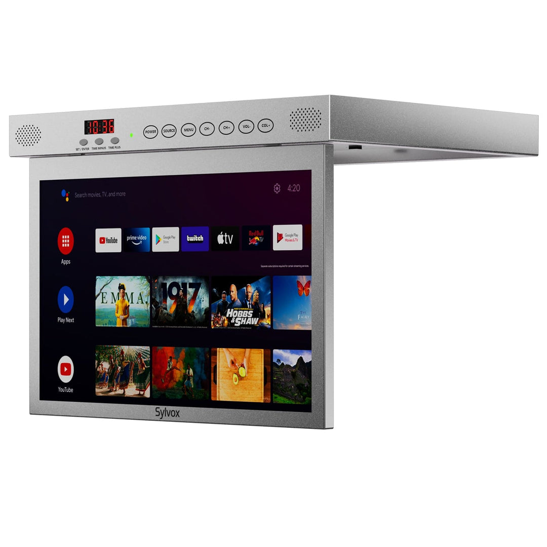 Sylvox 15,6" Smart TV Pequeña para Cocina Montado Debajo del Gabinete (Plateado)