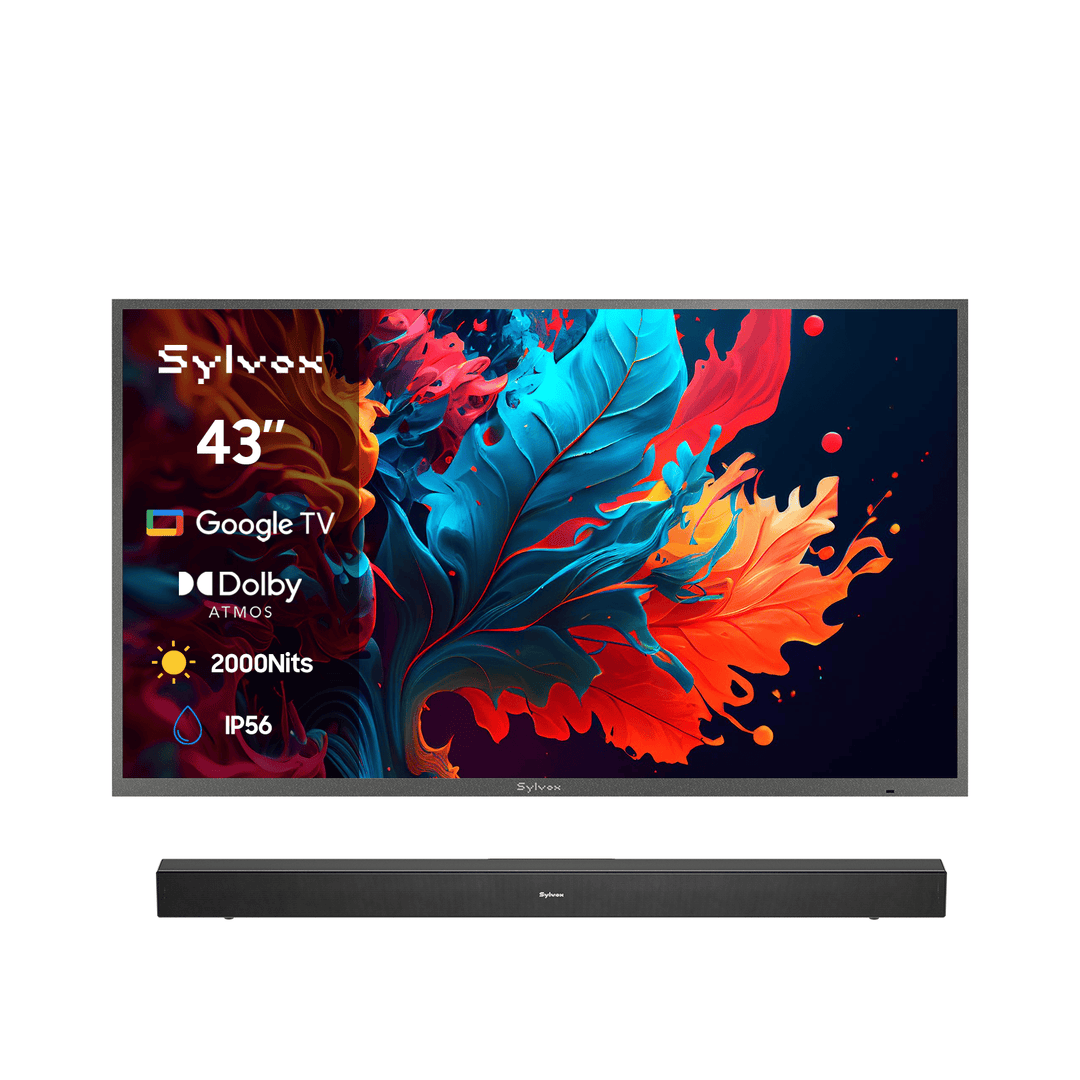43" Google Telewizor zewnętrzny - 2000 nitów QLED Ultra jasny do pełnego słońca - Pool Pro QLED 2.0 Series