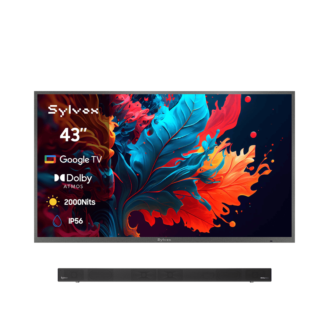 43" Google Telewizor zewnętrzny - 2000 nitów QLED Ultra jasny do pełnego słońca - Pool Pro QLED 2.0 Series