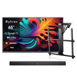65" Google Telewizor zewnętrzny - 2000 nitów QLED ultra jasny do pełnego słońca - Pool Pro QLED 2.0 Series
