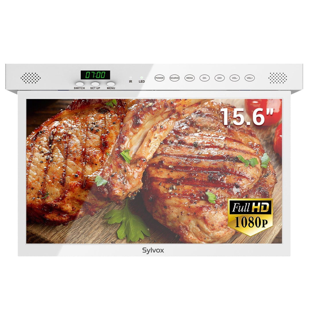 Sylvox 15,6" Intelligente Cuisine Television sous le Cabinet (Blanc)